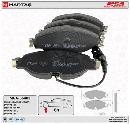 MGA Brake Pads Set Front 2K5698151 JZW698151AN 2K5698151A BP1505 For VW Group