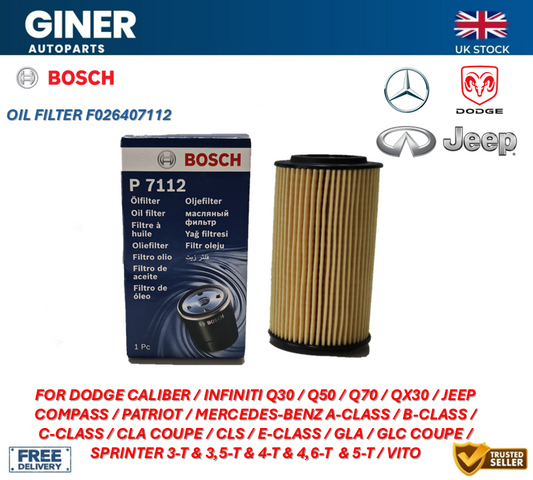 Bosch Oil Filter F026407112 68091826AA 68091827AA K68091826AA K68091827AA P7112