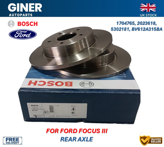 Bosch 2x Brake Discs Pair Solid Rear 271mm 0986479763 Set BV612A315BA 1704765