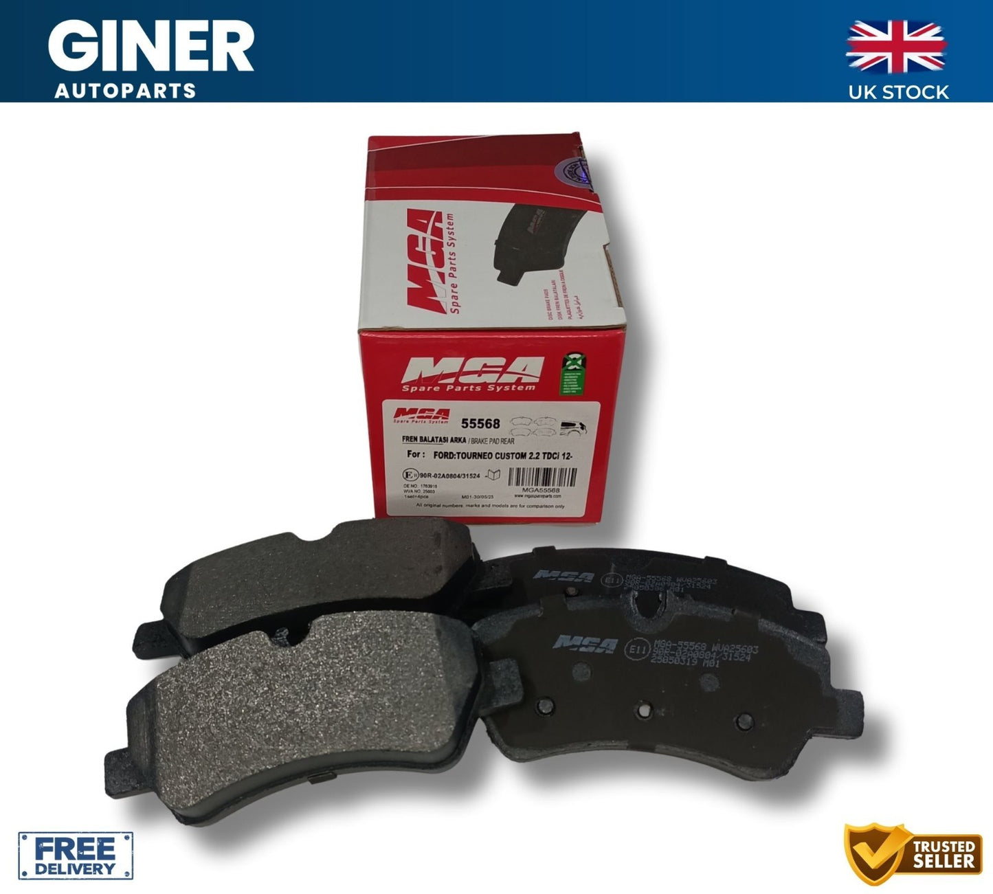 MGA Rear Brake Pad Set For Ford Transit/Tourneo Custom/Transit Custom BK21 2M008