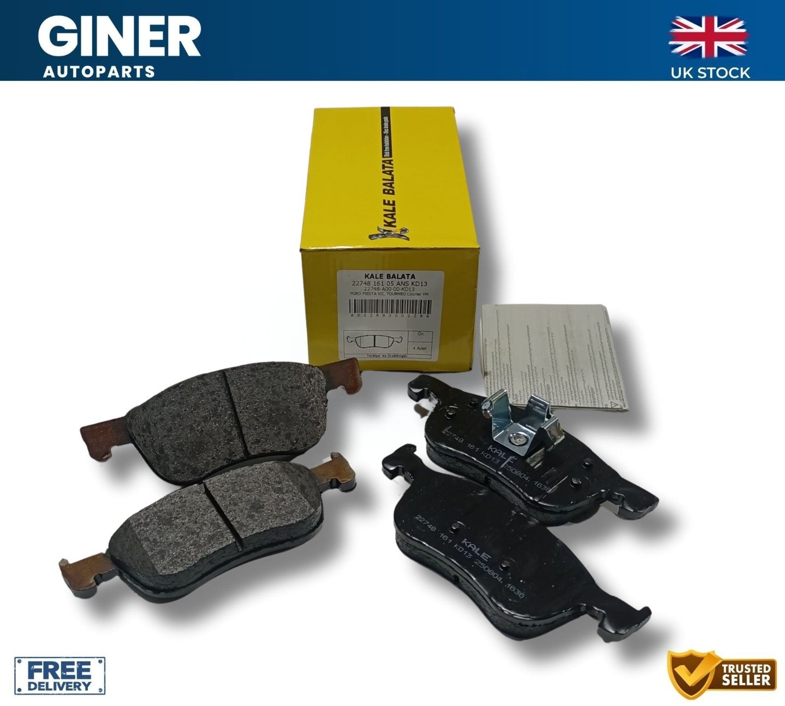 Brake Pads Set For Ford Fiesta Mk7 1.0 Front 2017 on Kale KTH1BC2K021AB