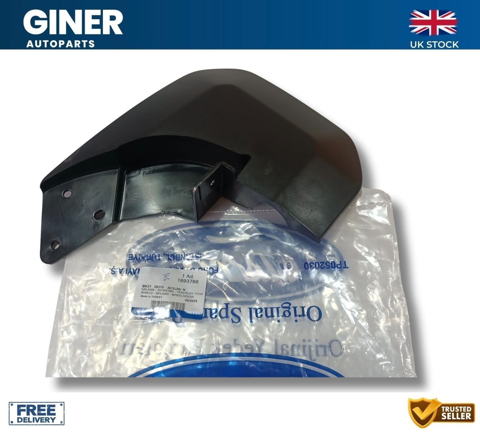 GENUINE Rear Right Single Wheel Mud Flat Splash Guard For 2014  Ford Transit MK8