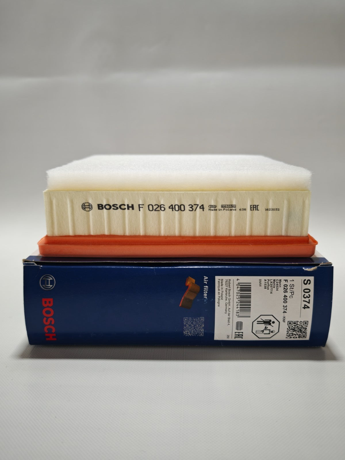 Bosch Air Filter F026400374 13718511668 S0374 Genuine Top Quality Guaranteed