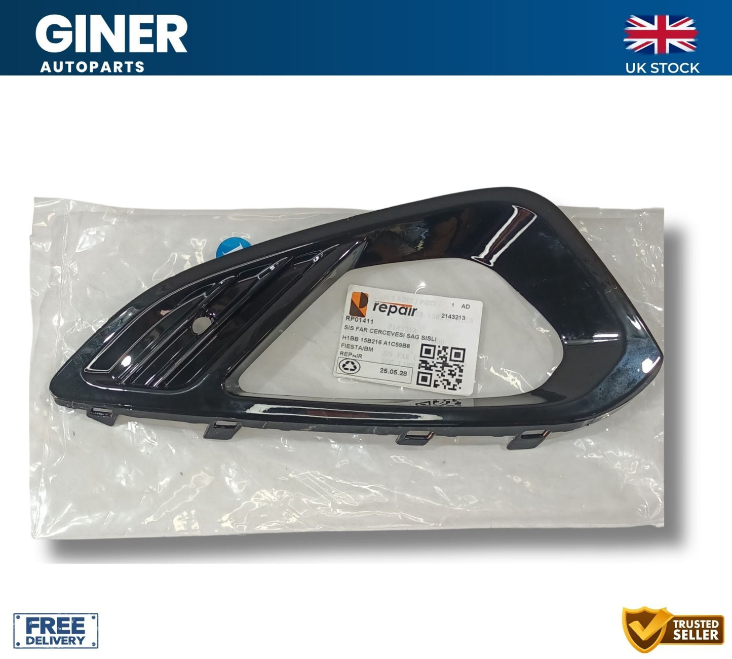 REPAIR New Right Front Bumper Black Fog Lamp Grill For 2017-2022 Ford Fiesta MK7