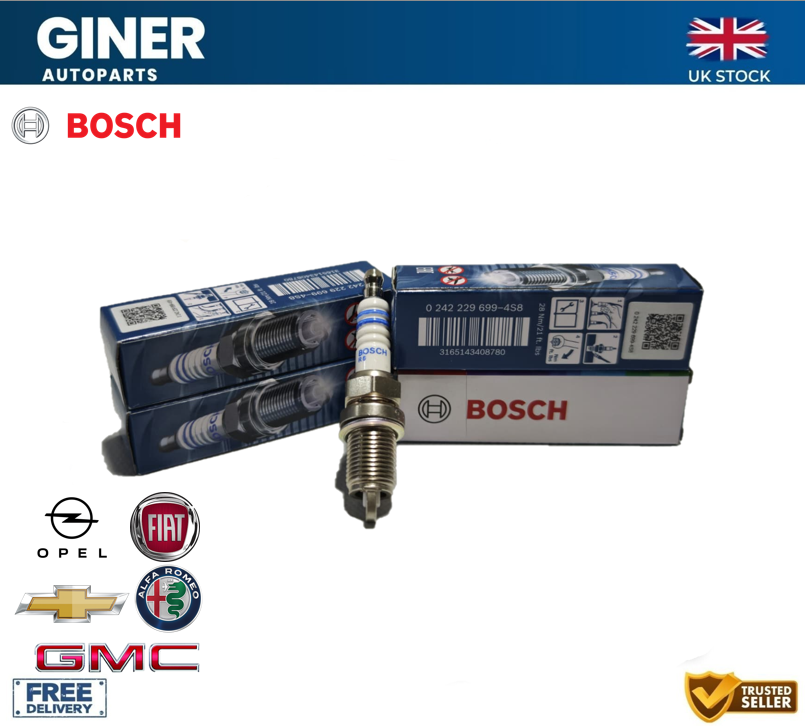 Bosch Spark Plugs Set 4x For VAUXHALL ASTRA G, H, J 1.4 1.6 1.8 2.0 2000 on New