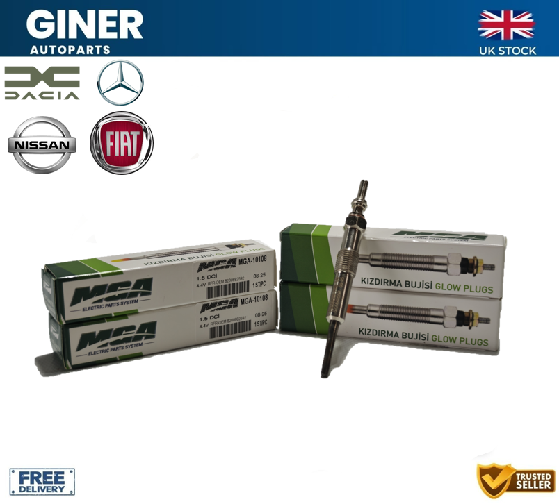 MGA Glow Plugs Set 4x A4151590001 4151590001 1106500Q0E 8200682592 110654876R