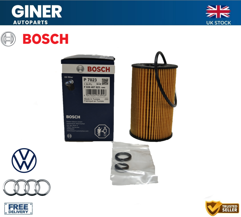 Oil Filter F026407023 Bosch 03L115562 03L115466 P7023 Genuine Quality VW Group