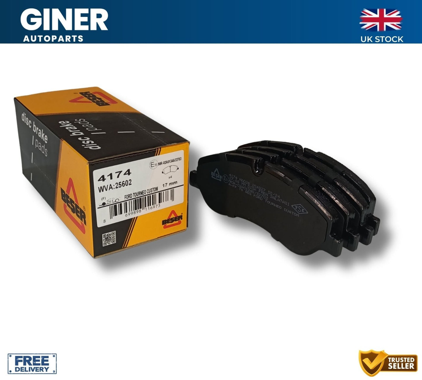 For Ford Transit Custom 2012 Transit MK8 2014 Onwards Front Brake Pads 1916326