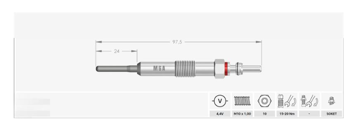 MGA Glow Plugs Set 4x A4151590001 4151590001 1106500Q0E 8200682592 110654876R