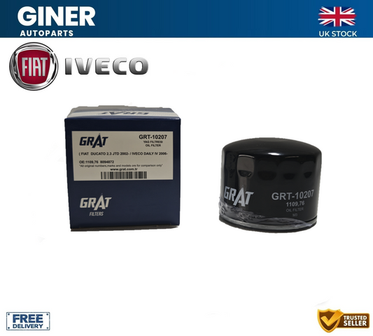 GRAT Oil Filter For FIAT DUCATO 244, 250 2.3D 2001 on 504091563 Quality