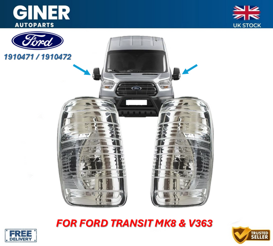 2X Wing Mirror Indicator Lens Light Left & Right For Ford Transit Mk8 19-On V363