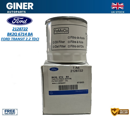 Genuine Ford Transit Mk7 Mk8 Custom 2.2 CR TC DSL Oil Filter 2014- 2128722