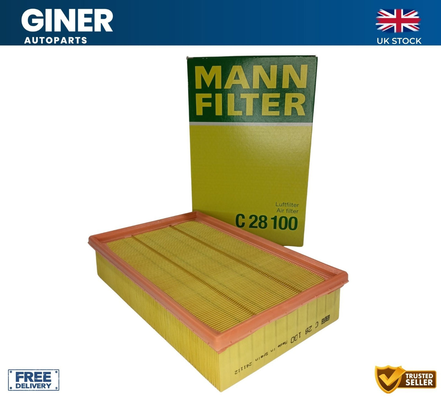 MANN Air Filter 280mm Length For Ford Transit 2.3 16V 2.3 16V CNG RWD C28100