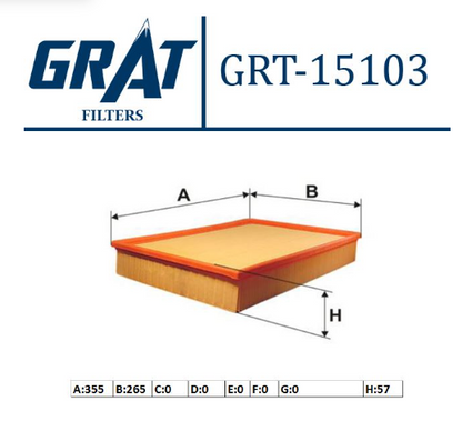 GRAT Air Filter For MERCEDES SPRINTER 2.2D 2009 On GRAT A0000902651 A0000903751
