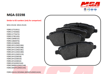 Brake Pads Set Front 55598 MGA 1751951 1765066 1775672 1785193 1848532 Quality