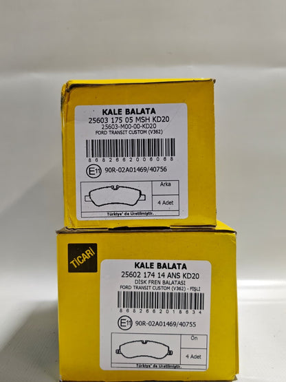 For Ford Transit Custom + Mk8 2.0 2.2 TDCI Front & Rear Brake Pads Wear Leads