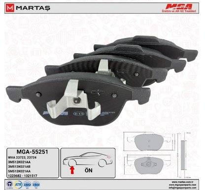 Front Brake Pads Set For VOLVO V40 52, 526 12 To 19 30681739 30683554 30715023