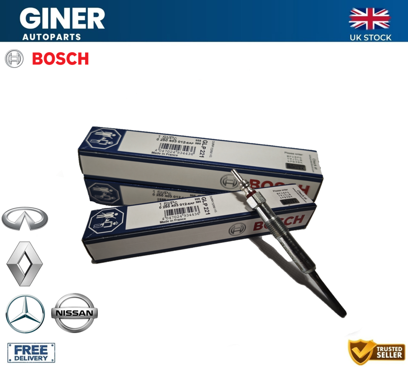 Bosch Glow Plugs Set 4x 0250403012 A4151590001 4151590001 1106500Q0E 8200682592
