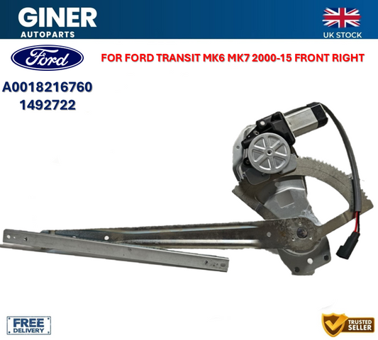 Window Regulator W/ Motor Front Right Diıver Side Ford Transit Mk6 Mk7 1492722