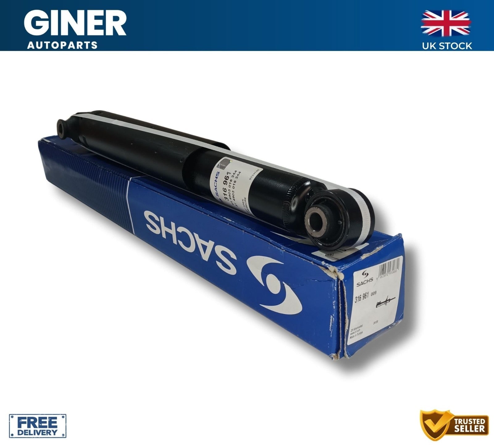 For Ford Transit V363 2.0 Mk8 Rear Shock Absorber 1x SACHS 316961 2014-On