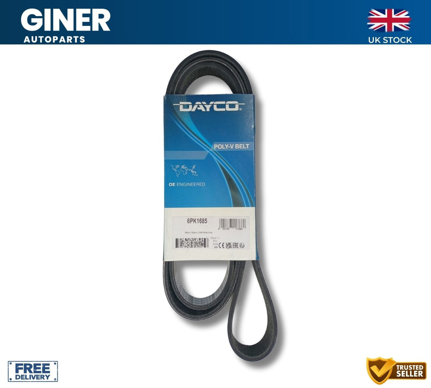 6 Rib Multi V Drive Belt 6PK1685 Dayco 078903137F 11287795601 5184647AB 1127235